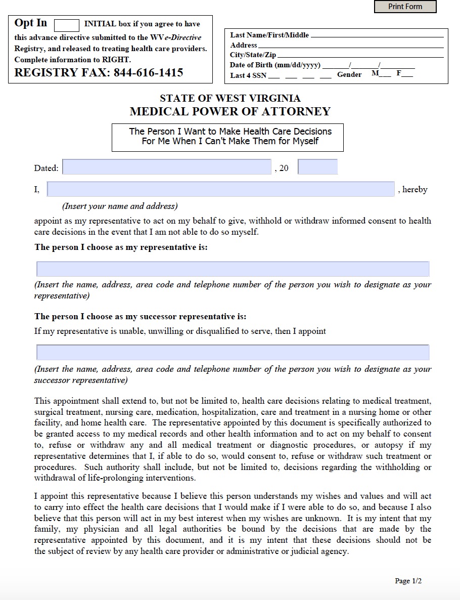 west-virginia-medical-power-of-attorney-form-living-will-forms