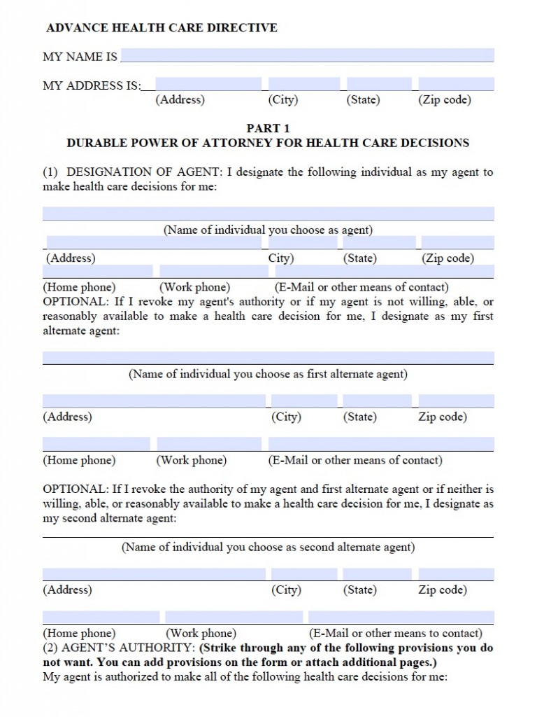 Hawaii Durable Medical Power of Attorney Form : Living Will Forms