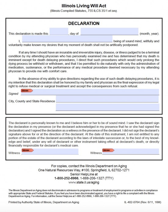 Illinois Living Will (Advance Directive) Form