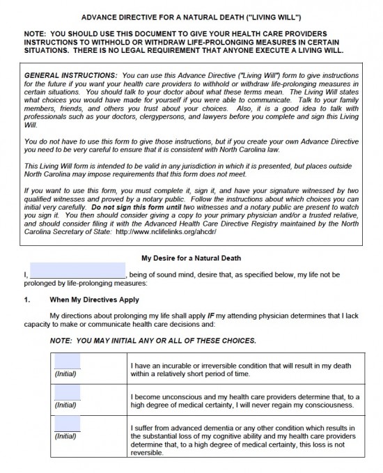 North Carolina Advance Directive